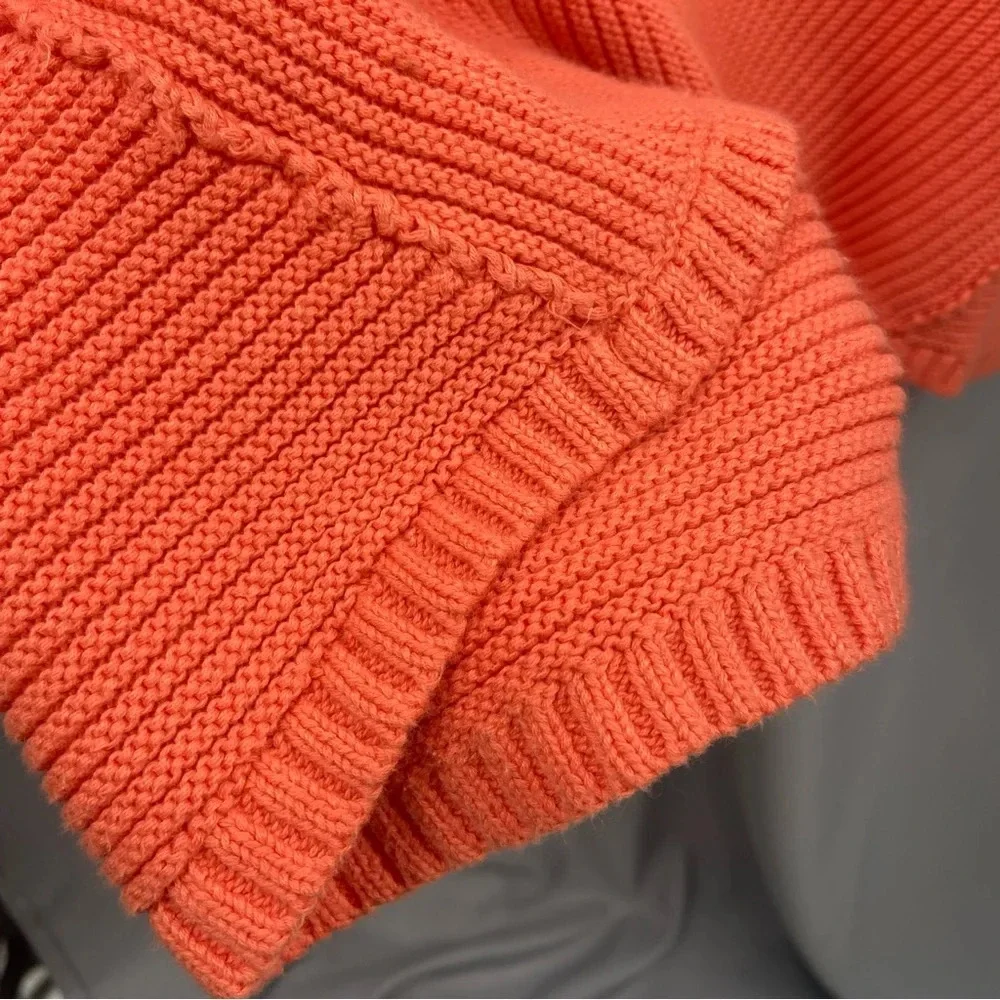 FREE PEOPLE La Brea Oversized Heavy Knit V-Neck Ribbed Sweater in Coral Small - Picture 10 of 10